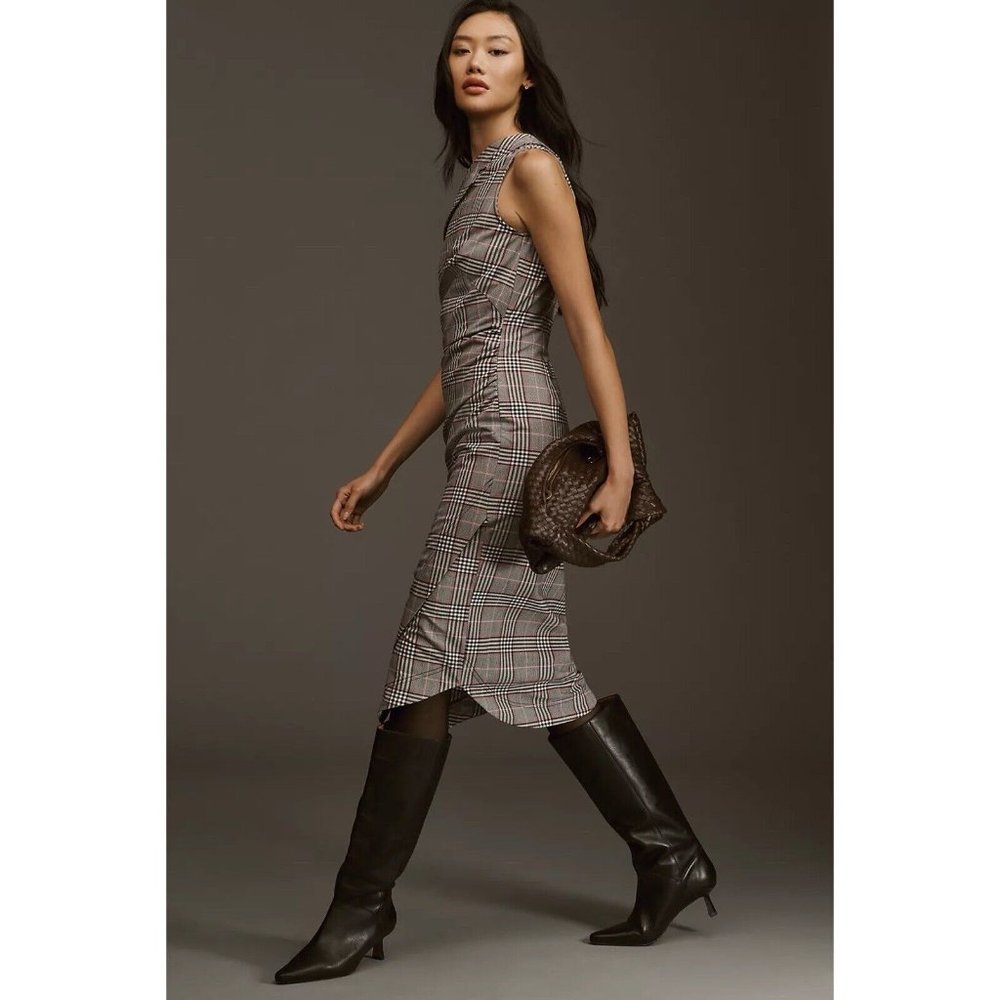 Anthropologie Maeve One-Shoulder Asymmetrical Slim Midi Dress Womens Sz 2 Black - Picture 2 of 13